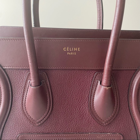 Celine Micro Luggage Handbag Calfskin Burgundy - Picture 11 of 15